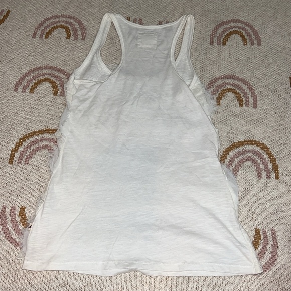 Hollister size XS lace/ruffle front off white tank racer back - Picture 4 of 4